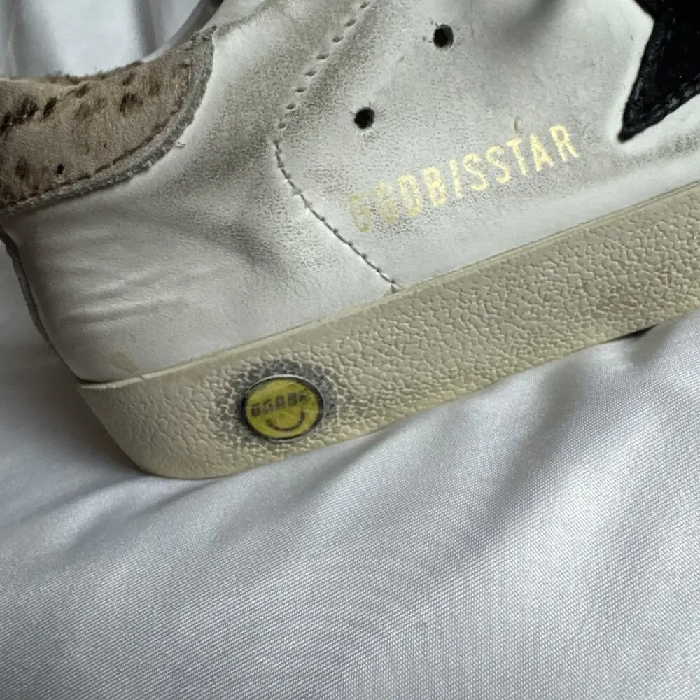 Golden Goose Super Star Classic Suede Toe Leopard Horsy Heel Size 34 Authentic